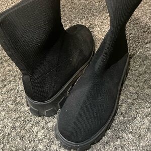 Black Knit Ankle Boots